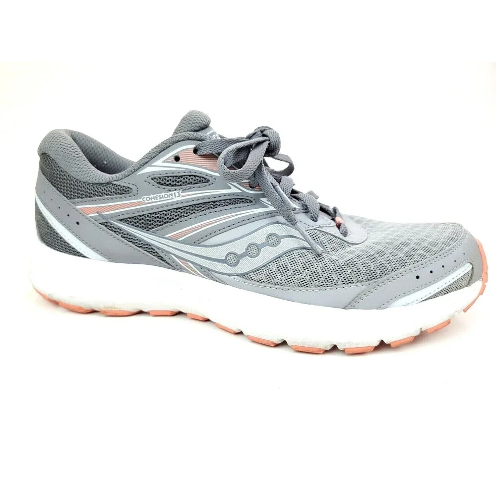 Saucony Women's Cohesion 13 Running Shoe, Alloy/Coral/Sky, Size 10